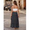 image:imageTrendy Queen Vacation Outfits Long Skirts for Women Boho Maxi Skirt Elastic High Waist Dress with Pockets FashionPolka Dotsblack