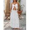image:imageTrendy Queen Vacation Outfits Long Skirts for Women Boho Maxi Skirt Elastic High Waist Dress with Pockets FashionPolka Dotswhite