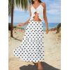 image:imageTrendy Queen Vacation Outfits Long Skirts for Women Boho Maxi Skirt Elastic High Waist Dress with Pockets FashionPolka Dotswhite