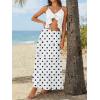 image:imageTrendy Queen Vacation Outfits Long Skirts for Women Boho Maxi Skirt Elastic High Waist Dress with Pockets FashionPolka Dotswhite