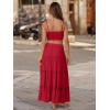 image:imageTrendy Queen Vacation Outfits Long Skirts for Women Boho Maxi Skirt Elastic High Waist Dress with Pockets FashionRed