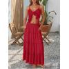 image:imageTrendy Queen Vacation Outfits Long Skirts for Women Boho Maxi Skirt Elastic High Waist Dress with Pockets FashionRed
