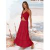 image:imageTrendy Queen Vacation Outfits Long Skirts for Women Boho Maxi Skirt Elastic High Waist Dress with Pockets FashionRed