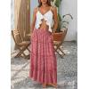 image:imageTrendy Queen Vacation Outfits Long Skirts for Women Boho Maxi Skirt Elastic High Waist Dress with Pockets FashionRed Plaid