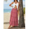 image:imageTrendy Queen Vacation Outfits Long Skirts for Women Boho Maxi Skirt Elastic High Waist Dress with Pockets FashionRed Plaid