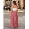image:imageTrendy Queen Vacation Outfits Long Skirts for Women Boho Maxi Skirt Elastic High Waist Dress with Pockets FashionRed Plaid
