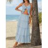 image:imageTrendy Queen Vacation Outfits Long Skirts for Women Boho Maxi Skirt Elastic High Waist Dress with Pockets FashionSkyblue