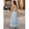 image:imageTrendy Queen Vacation Outfits Long Skirts for Women Boho Maxi Skirt Elastic High Waist Dress with Pockets FashionSkyblue