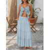 image:imageTrendy Queen Vacation Outfits Long Skirts for Women Boho Maxi Skirt Elastic High Waist Dress with Pockets FashionSkyblue