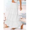 image:imageTrendy Queen Vacation Outfits Long Skirts for Women Boho Maxi Skirt Elastic High Waist Dress with Pockets FashionWhite