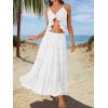 image:imageTrendy Queen Vacation Outfits Long Skirts for Women Boho Maxi Skirt Elastic High Waist Dress with Pockets FashionWhite