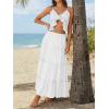 image:imageTrendy Queen Vacation Outfits Long Skirts for Women Boho Maxi Skirt Elastic High Waist Dress with Pockets FashionWhite
