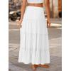image:imageTrendy Queen Vacation Outfits Long Skirts for Women Boho Maxi Skirt Elastic High Waist Dress with Pockets FashionWhite