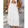 image:imageTrendy Queen Vacation Outfits Long Skirts for Women Boho Maxi Skirt Elastic High Waist Dress with Pockets FashionWhite