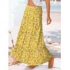 image:imageTrendy Queen Vacation Outfits Long Skirts for Women Boho Maxi Skirt Elastic High Waist Dress with Pockets FashionYellow Flower