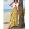 image:imageTrendy Queen Vacation Outfits Long Skirts for Women Boho Maxi Skirt Elastic High Waist Dress with Pockets FashionYellow Flower
