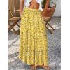 image:imageTrendy Queen Vacation Outfits Long Skirts for Women Boho Maxi Skirt Elastic High Waist Dress with Pockets FashionYellow Flower