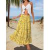 image:imageTrendy Queen Vacation Outfits Long Skirts for Women Boho Maxi Skirt Elastic High Waist Dress with Pockets FashionYellow Flower