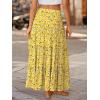 image:imageTrendy Queen Vacation Outfits Long Skirts for Women Boho Maxi Skirt Elastic High Waist Dress with Pockets FashionYellow Flower