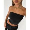 image:imageTrendy Queen Womens 3 Pack Tube Tops Crop Going Out Strapless Basic Backless Bandeau Bra Summer OutfitsBlack white