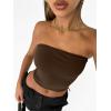 image:imageTrendy Queen Womens 3 Pack Tube Tops Crop Going Out Strapless Basic Backless Bandeau Bra Summer OutfitsWhite black chocolate
