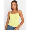 image:imageTrendy Queen Womens Adjustable Camisole Sleeveless Square Neck Spaghetti Strap Tank Tops Basic ShirtButter Yellow