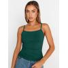 image:imageTrendy Queen Womens Adjustable Camisole Sleeveless Square Neck Spaghetti Strap Tank Tops Basic ShirtDark Green