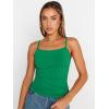 image:imageTrendy Queen Womens Adjustable Camisole Sleeveless Square Neck Spaghetti Strap Tank Tops Basic ShirtGrass Green