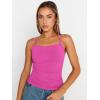 image:imageTrendy Queen Womens Adjustable Camisole Sleeveless Square Neck Spaghetti Strap Tank Tops Basic ShirtHot Pink