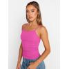 image:imageTrendy Queen Womens Adjustable Camisole Sleeveless Square Neck Spaghetti Strap Tank Tops Basic ShirtHot Pink