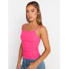 image:imageTrendy Queen Womens Adjustable Camisole Sleeveless Square Neck Spaghetti Strap Tank Tops Basic ShirtNeon Pink