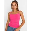 image:imageTrendy Queen Womens Adjustable Camisole Sleeveless Square Neck Spaghetti Strap Tank Tops Basic ShirtNeon Pink