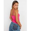 image:imageTrendy Queen Womens Adjustable Camisole Sleeveless Square Neck Spaghetti Strap Tank Tops Basic ShirtNeon Pink