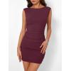 image:imageTrendy Queen Womens Boat Neck Going Out Mini Dress Summer Party Club Bodycon Dresses 2026Wine Red