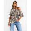 image:imageTrendy Queen Womens Off The Shoulder Tops Oversized TShirts Short Sleeve Tees Summer 2026 Casual Spring ClothesCamokhakigrey