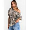 image:imageTrendy Queen Womens Off The Shoulder Tops Oversized TShirts Short Sleeve Tees Summer 2026 Casual Spring ClothesCamokhakigrey