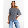 image:imageTrendy Queen Womens Off The Shoulder Tops Oversized TShirts Short Sleeve Tees Summer 2026 Casual Spring ClothesDarkgrey