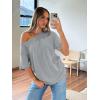 image:imageTrendy Queen Womens Off The Shoulder Tops Oversized TShirts Short Sleeve Tees Summer 2026 Casual Spring ClothesGrey