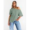 image:imageTrendy Queen Womens Off The Shoulder Tops Oversized TShirts Short Sleeve Tees Summer 2026 Casual Spring ClothesGrey Green