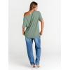 image:imageTrendy Queen Womens Off The Shoulder Tops Oversized TShirts Short Sleeve Tees Summer 2026 Casual Spring ClothesGrey Green
