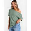 image:imageTrendy Queen Womens Off The Shoulder Tops Oversized TShirts Short Sleeve Tees Summer 2026 Casual Spring ClothesGrey Green