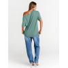 image:imageTrendy Queen Womens Off The Shoulder Tops Oversized TShirts Short Sleeve Tees Summer 2026 Casual Spring ClothesLightgreen