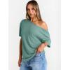 image:imageTrendy Queen Womens Off The Shoulder Tops Oversized TShirts Short Sleeve Tees Summer 2026 Casual Spring ClothesLightgreen