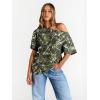 image:imageTrendy Queen Womens Off The Shoulder Tops Oversized TShirts Short Sleeve Tees Summer 2026 Casual Spring ClothesMapleleafgreen