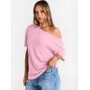 image:imageTrendy Queen Womens Off The Shoulder Tops Oversized TShirts Short Sleeve Tees Summer 2026 Casual Spring ClothesPink