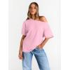 image:imageTrendy Queen Womens Off The Shoulder Tops Oversized TShirts Short Sleeve Tees Summer 2026 Casual Spring ClothesPink