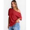 image:imageTrendy Queen Womens Off The Shoulder Tops Oversized TShirts Short Sleeve Tees Summer 2026 Casual Spring ClothesRed