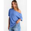 image:imageTrendy Queen Womens Off The Shoulder Tops Oversized TShirts Short Sleeve Tees Summer 2026 Casual Spring ClothesSkyblue