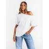 image:imageTrendy Queen Womens Off The Shoulder Tops Oversized TShirts Short Sleeve Tees Summer 2026 Casual Spring ClothesWhite