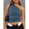 image:imageTrendy Queen Womens One Shoulder Tops  Asymmetrical Sleeveless Crop Tops Sexy Going Out amp Workout Shirts for WomenBlue